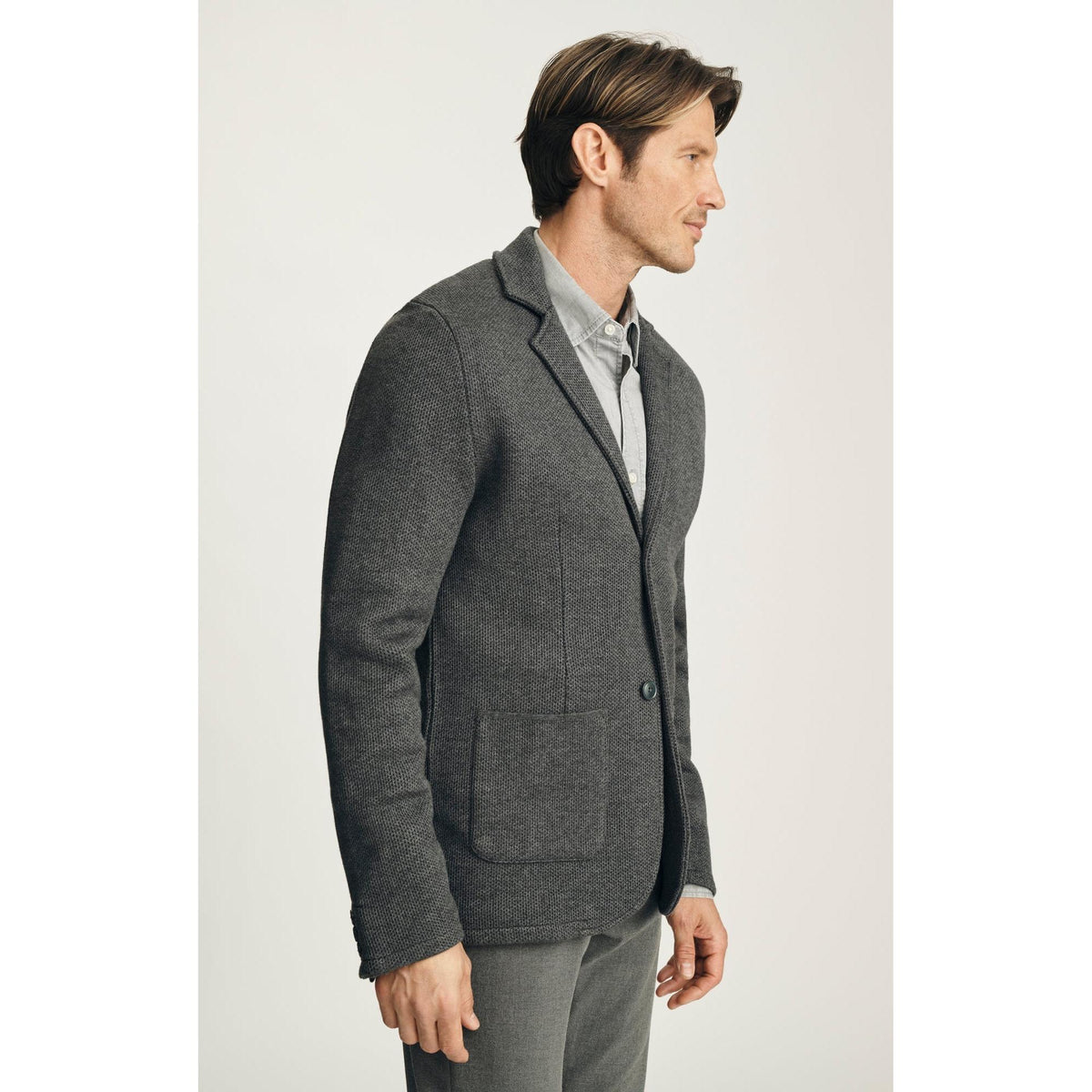 DOUBLE FACE BLAZER ANTHRACITE MELANGE-MENS BLAZERS-34 HERITAGE-JB Evans Fashions & Footwear