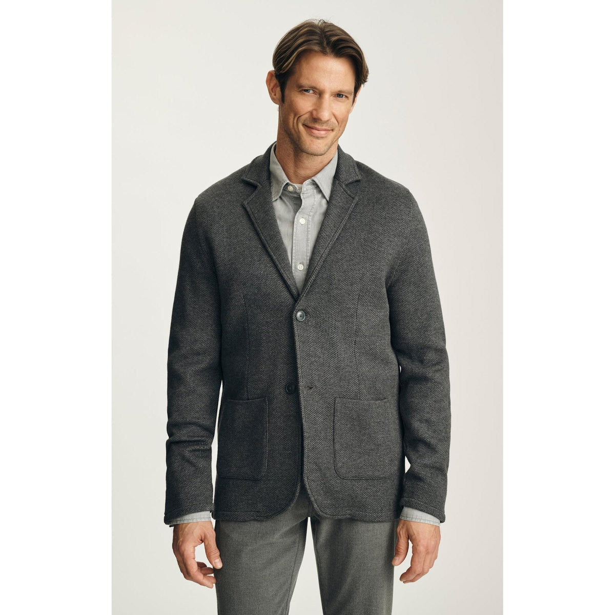 DOUBLE FACE BLAZER ANTHRACITE MELANGE-MENS BLAZERS-34 HERITAGE-JB Evans Fashions & Footwear