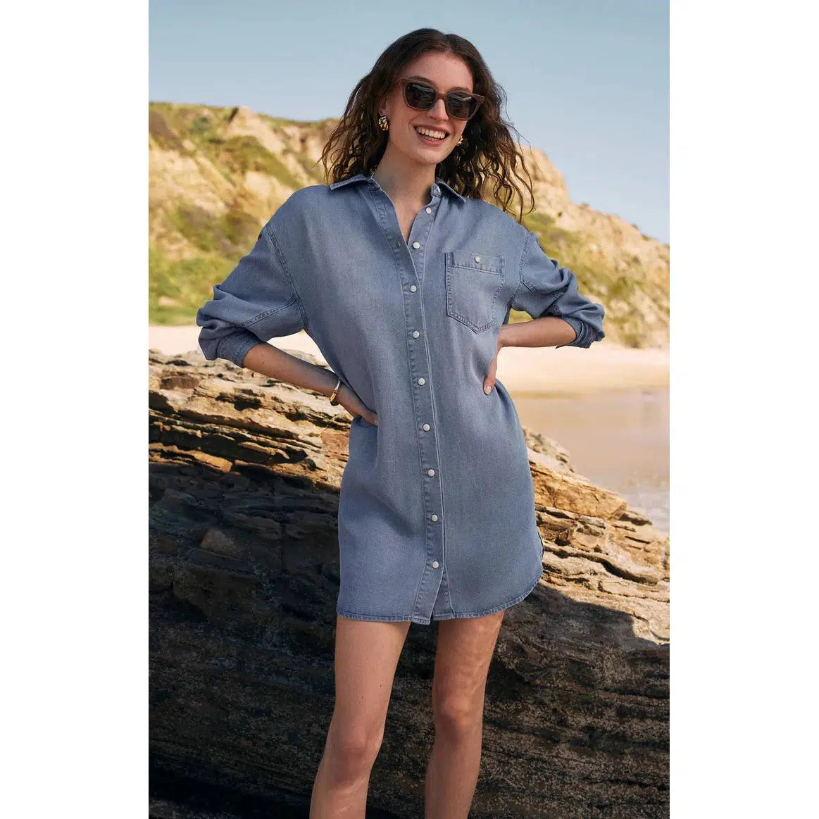 Womens Dresses Chambray Jumper Dress DOVER CHAMBRAY DRESS JB Evans