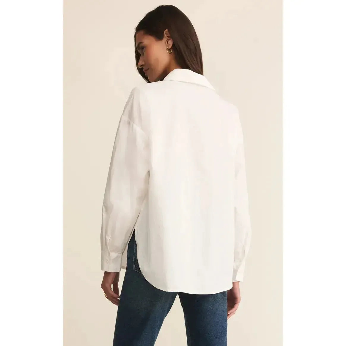 ELEVATED POPLIN WHITE-LADIES TOPS-Z SUPPLY-JB Evans Fashions & Footwear