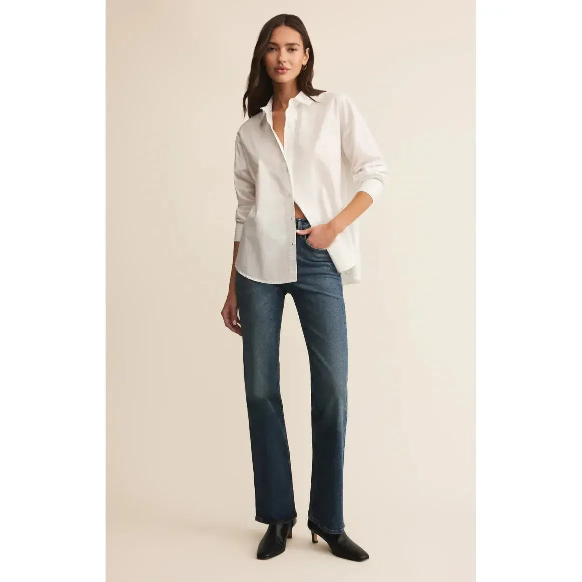 ELEVATED POPLIN WHITE-LADIES TOPS-Z SUPPLY-JB Evans Fashions & Footwear