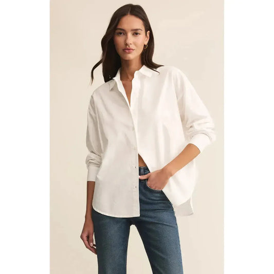 ELEVATED POPLIN WHITE-LADIES TOPS-Z SUPPLY-JB Evans Fashions & Footwear