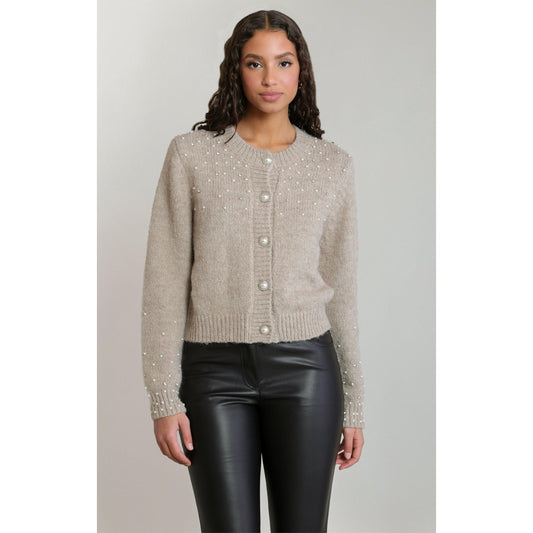 EMBELLESHED CREWNECK CARDIGAN-LADIES SWEATERS & KNITS-DEX-JB Evans Fashions & Footwear
