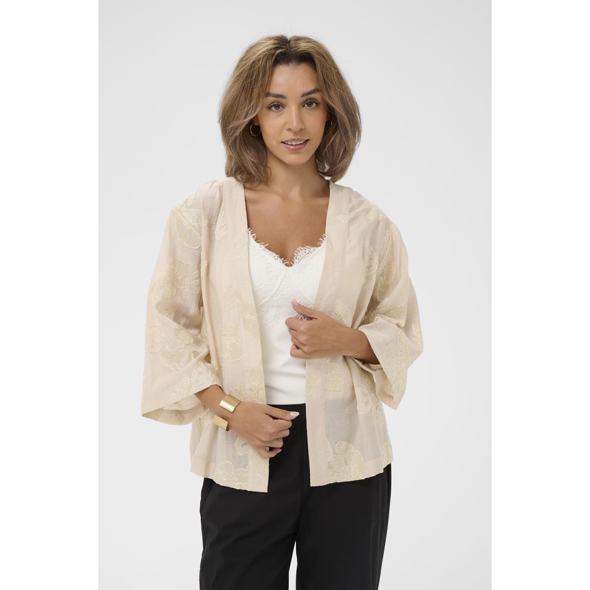 EMILIA SHORT KIMONO-LADIES TOPS-CREAM-JB Evans Fashions & Footwear