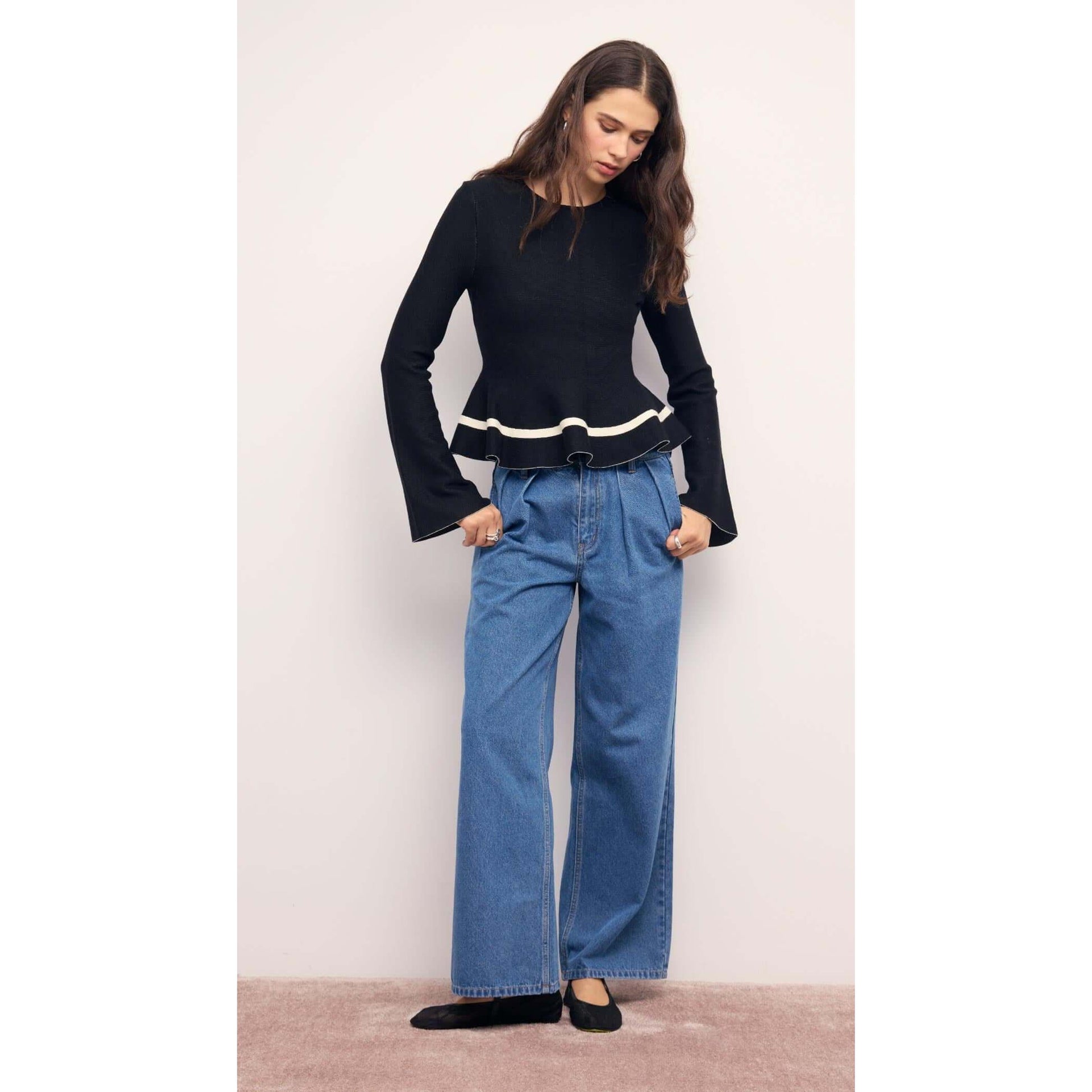 EMILIE PEPLUM KNIT TOP-LADIES TOPS-MINK PINK-JB Evans Fashions & Footwear