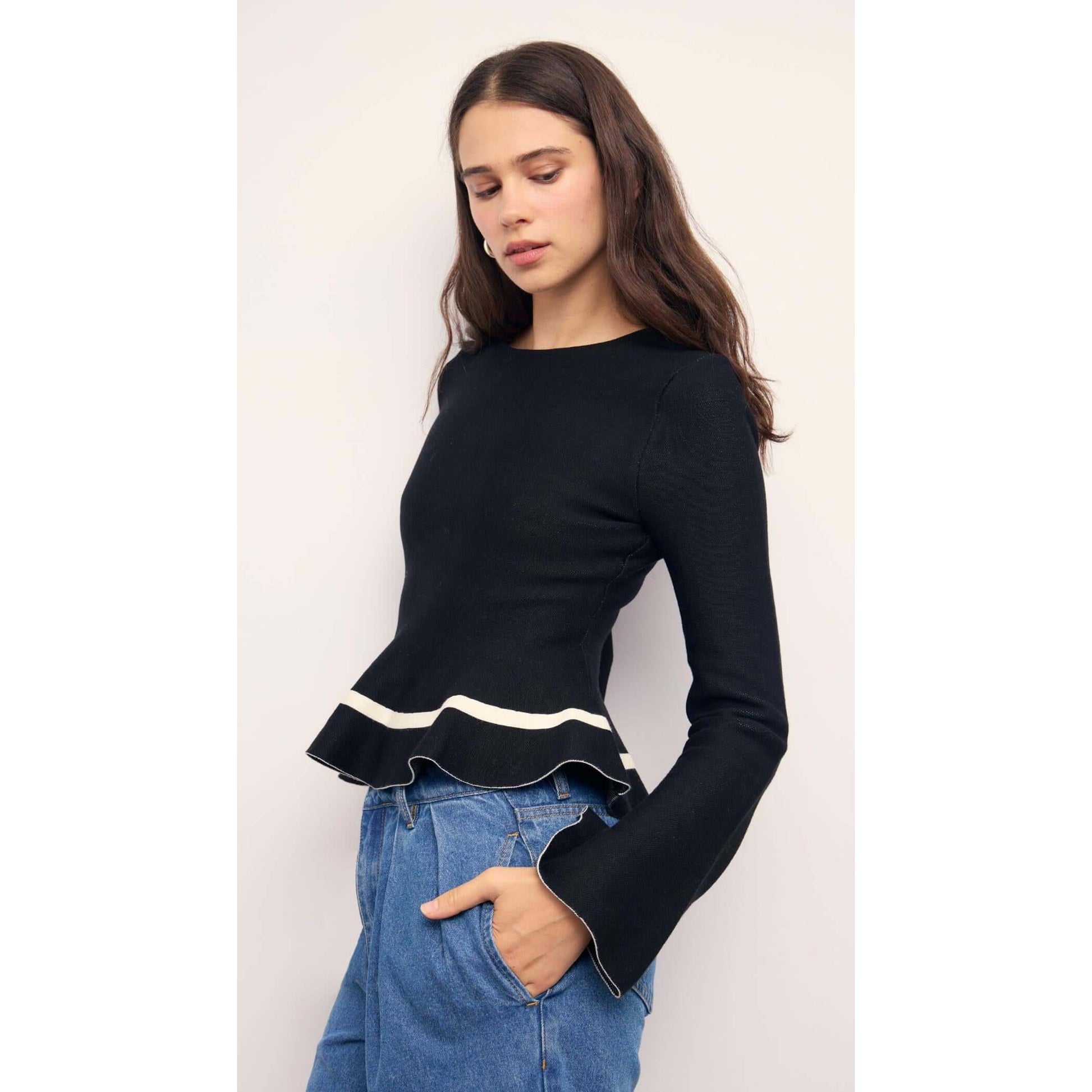 EMILIE PEPLUM KNIT TOP-LADIES TOPS-MINK PINK-JB Evans Fashions & Footwear