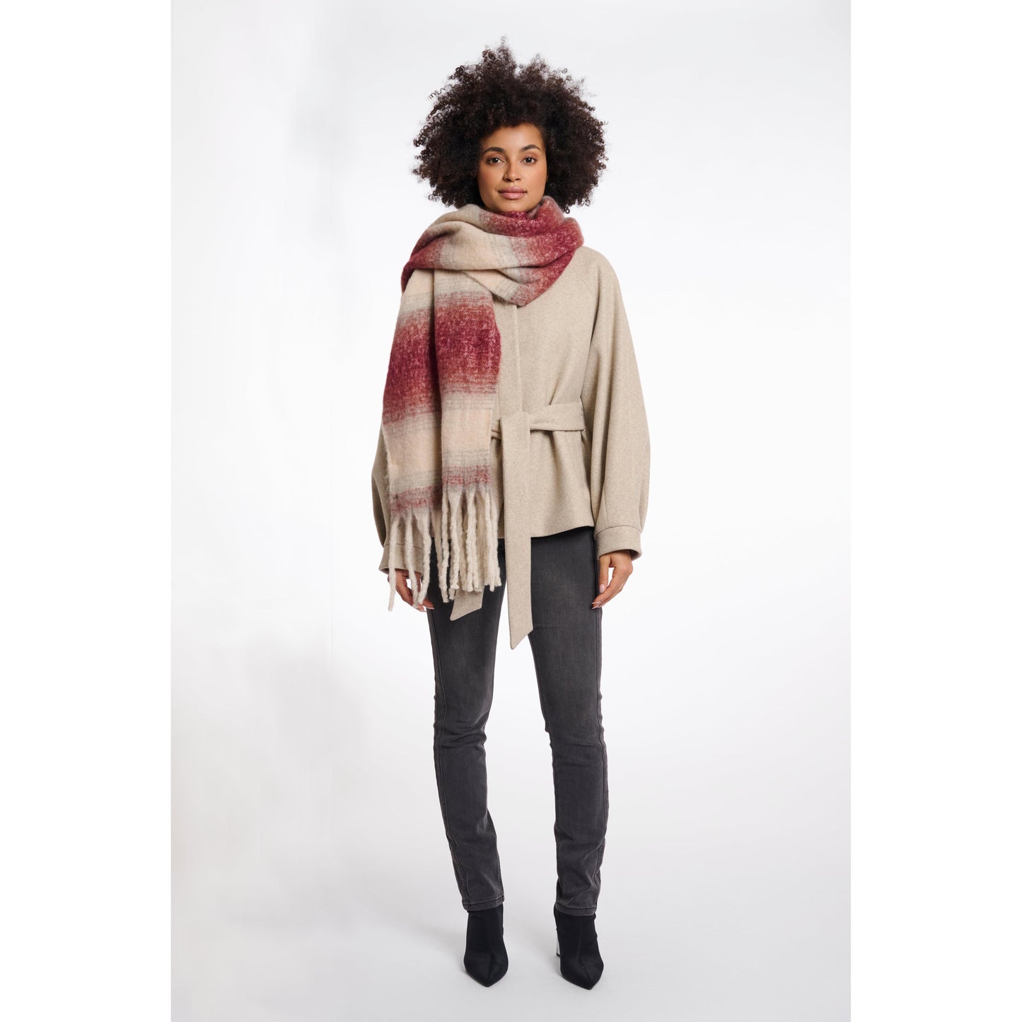ERICA CHECK SCARF SUGAR PLUM-LADIES ACCESSORIES-RINO & PELLE-JB Evans Fashions & Footwear