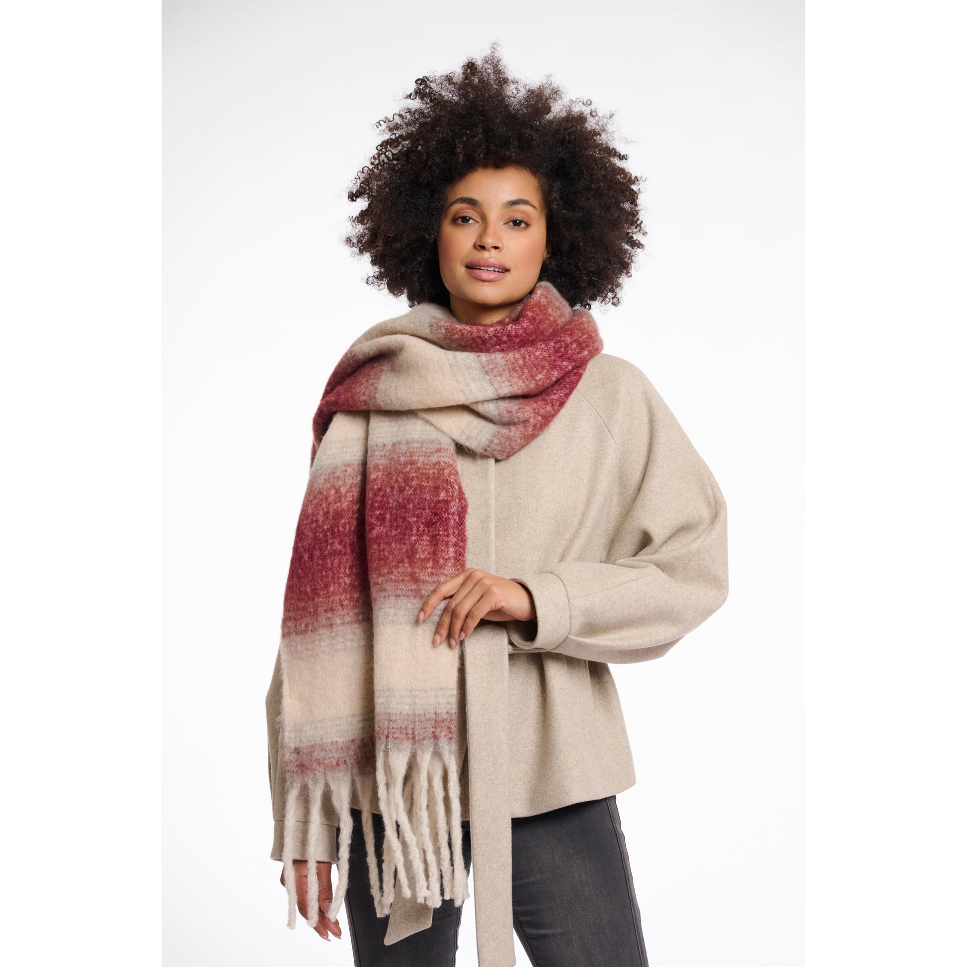 ERICA CHECK SCARF SUGAR PLUM-LADIES ACCESSORIES-RINO & PELLE-JB Evans Fashions & Footwear