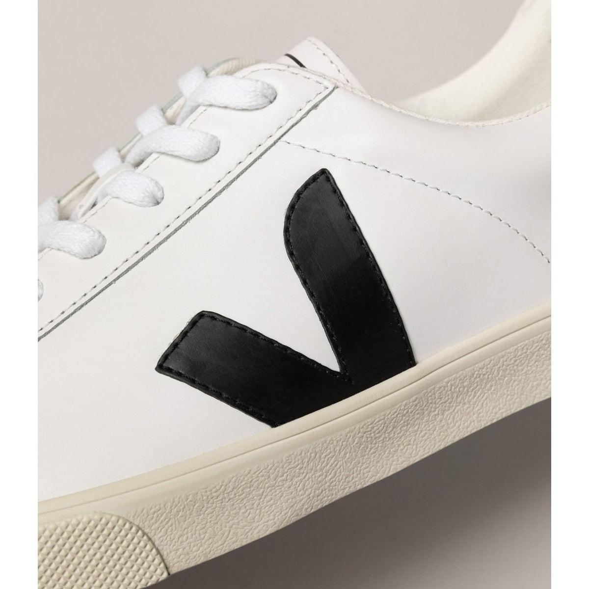 ESPLAR LEATHER WHITE BLACK-LADIES SNEAKERS-VEJA-JB Evans Fashions & Footwear