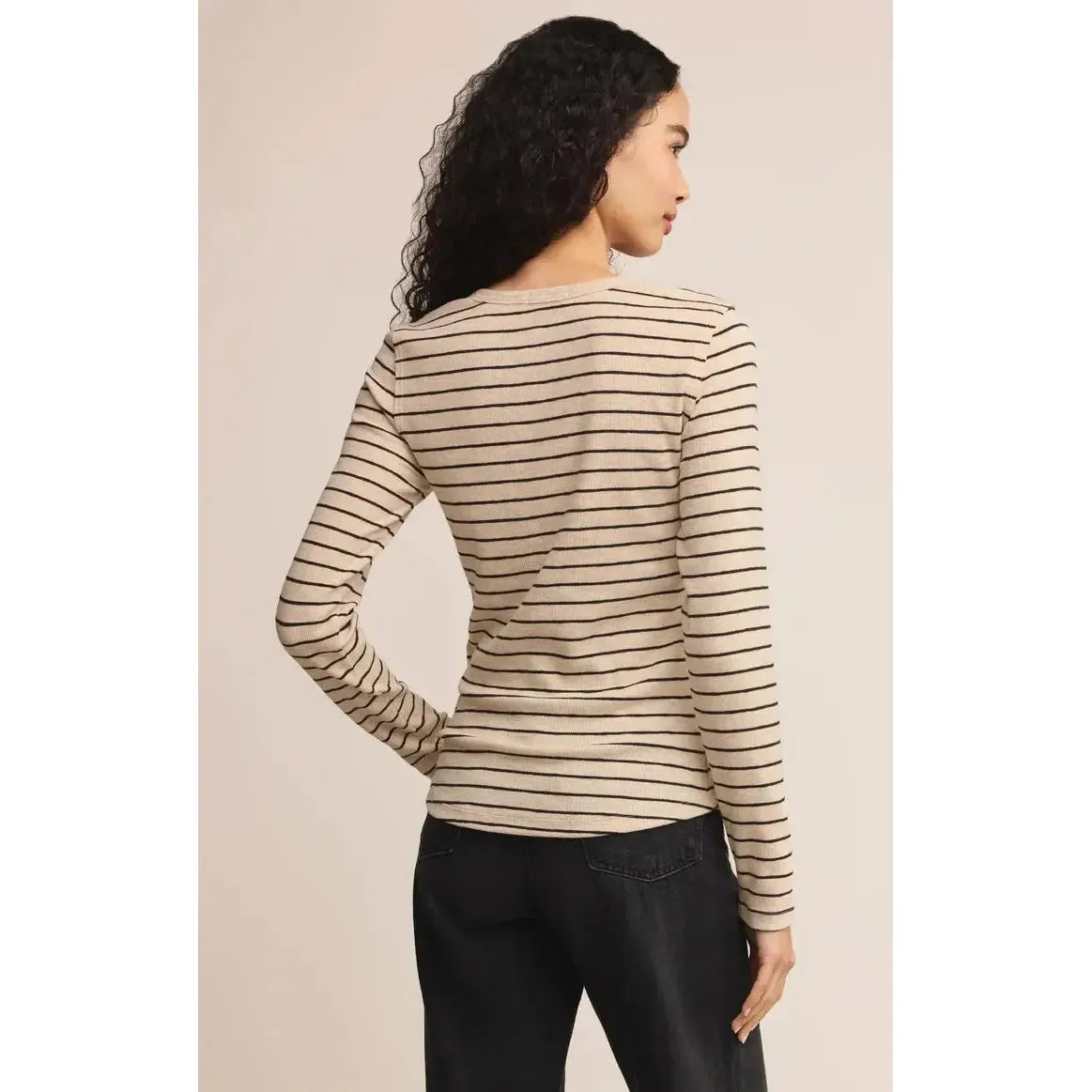 EVE STRIPE LONG SLEEVE HENLEY-LADIES TOPS-Z SUPPLY-JB Evans Fashions & Footwear