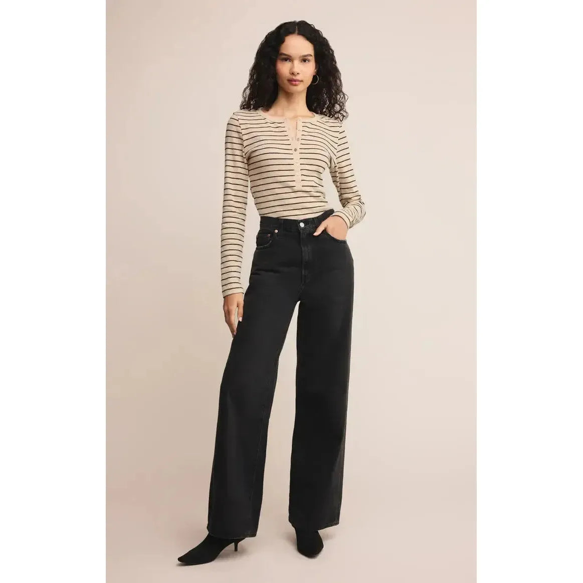 EVE STRIPE LONG SLEEVE HENLEY-LADIES TOPS-Z SUPPLY-JB Evans Fashions & Footwear