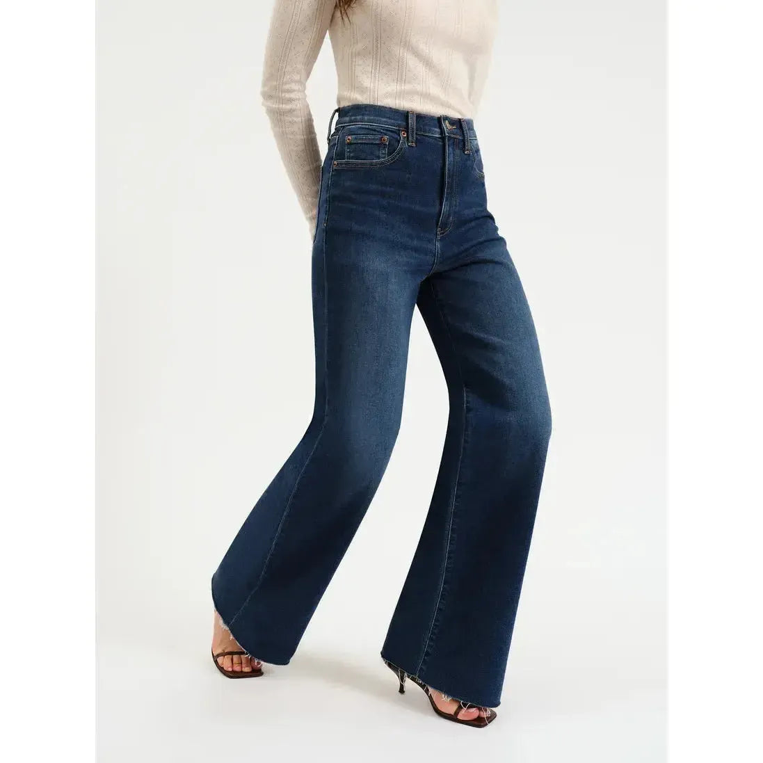 FAR OUT W/OUT SEAMING HIGH RISE WIDE LEG WATERFALL-LADIES DENIM-DAZE-JB Evans Fashions & Footwear