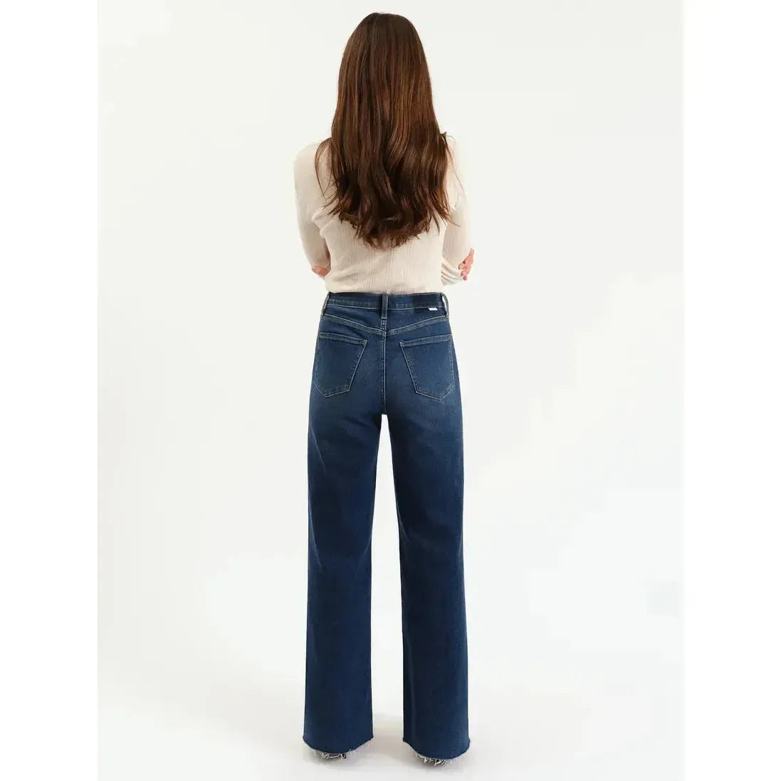 FAR OUT W/OUT SEAMING HIGH RISE WIDE LEG WATERFALL-LADIES DENIM-DAZE-JB Evans Fashions & Footwear