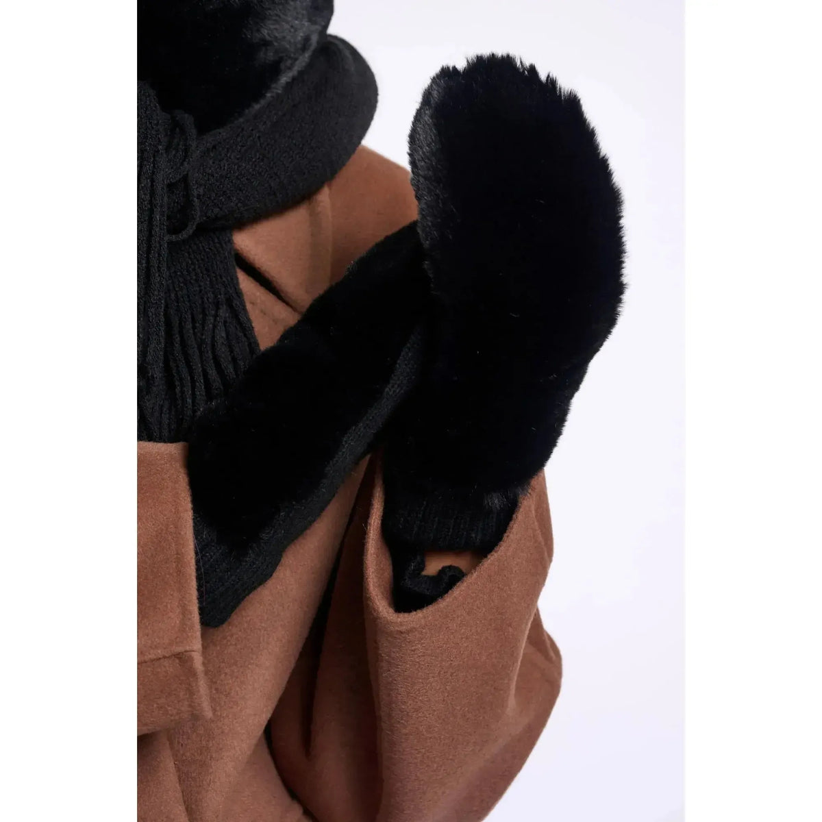 FAUX FUR MITTS-OXO-O/SBLK-LADIES ACCESSORIES-RINO & PELLE-JB Evans Fashions & Footwear