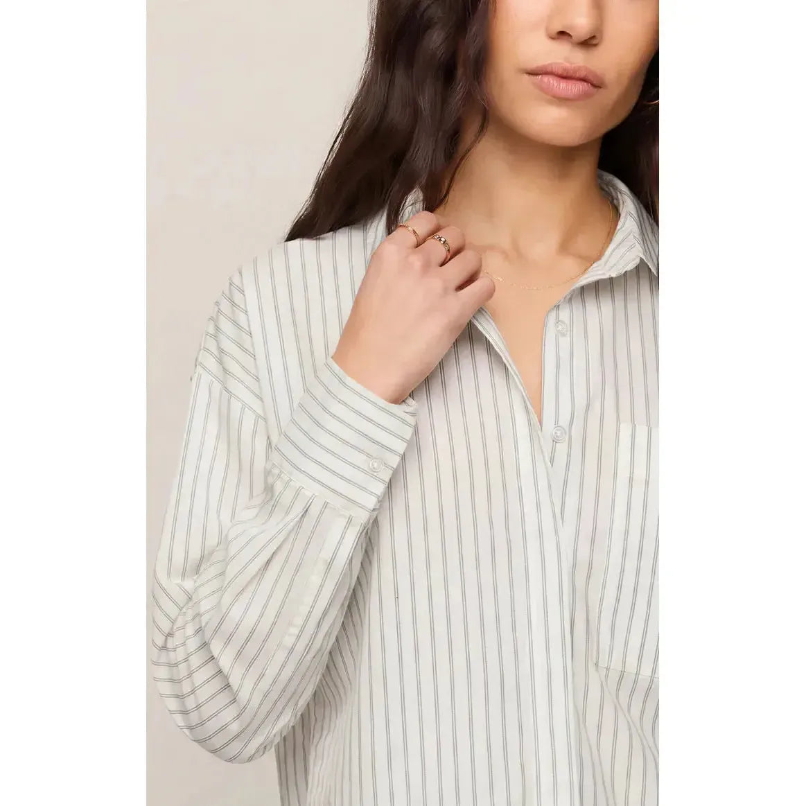 FAVOURITE STRIPED BUTTON UP TOP-LADIES TOPS-Z SUPPLY-JB Evans Fashions & Footwear