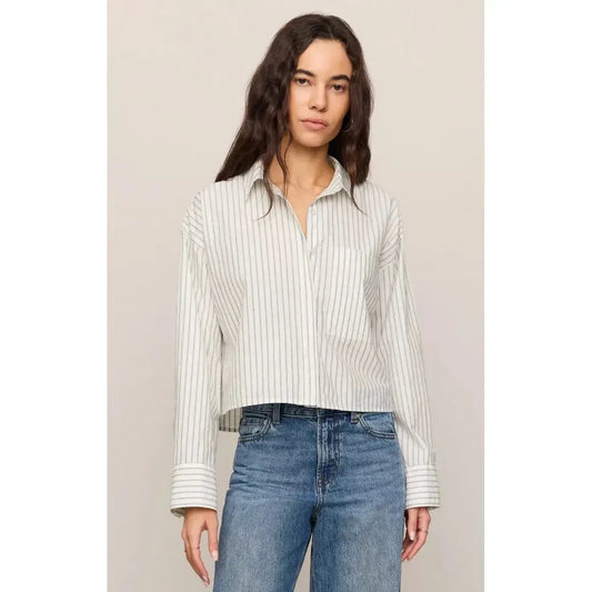 FAVOURITE STRIPED BUTTON UP TOP-LADIES TOPS-Z SUPPLY-JB Evans Fashions & Footwear