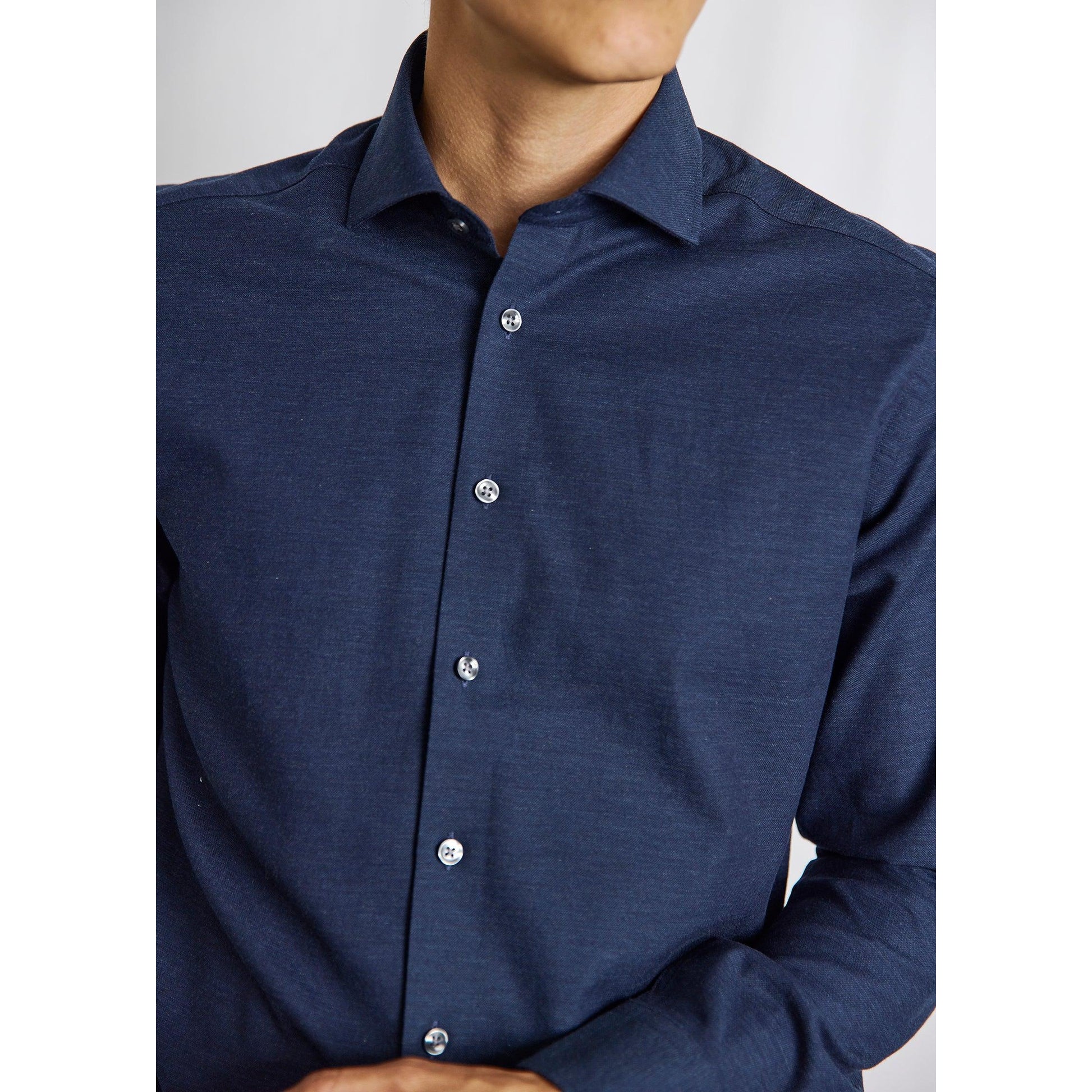 FERNANDO MELANGE COTTON SHIRT-MENS SHIRTS-BRUUN STENGADE-JB Evans Fashions & Footwear