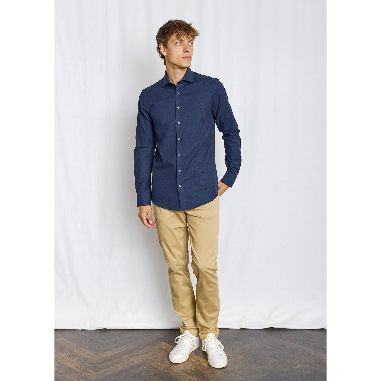 FERNANDO MELANGE COTTON SHIRT-MENS SHIRTS-BRUUN STENGADE-JB Evans Fashions & Footwear