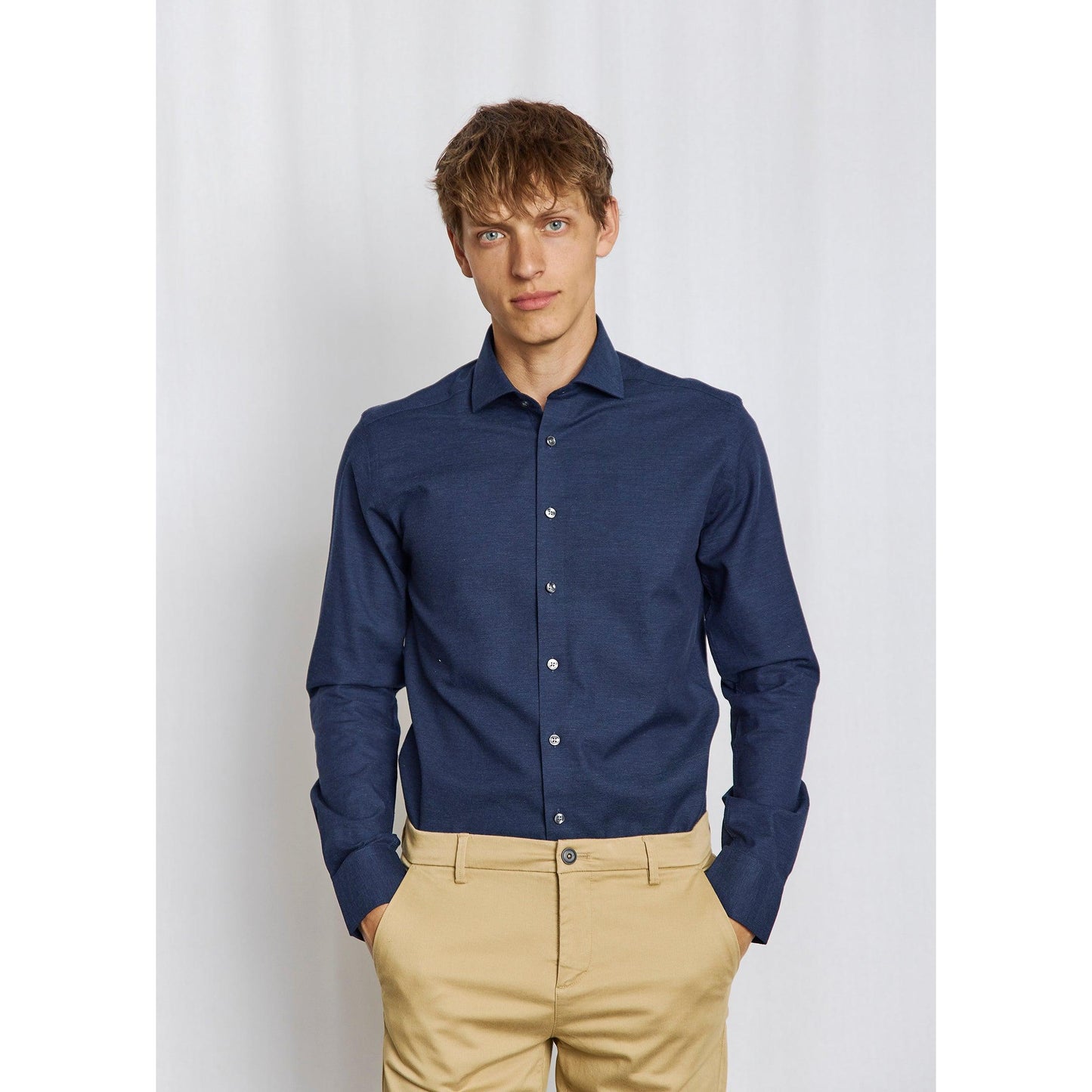 FERNANDO MELANGE COTTON SHIRT-MENS SHIRTS-BRUUN STENGADE-JB Evans Fashions & Footwear