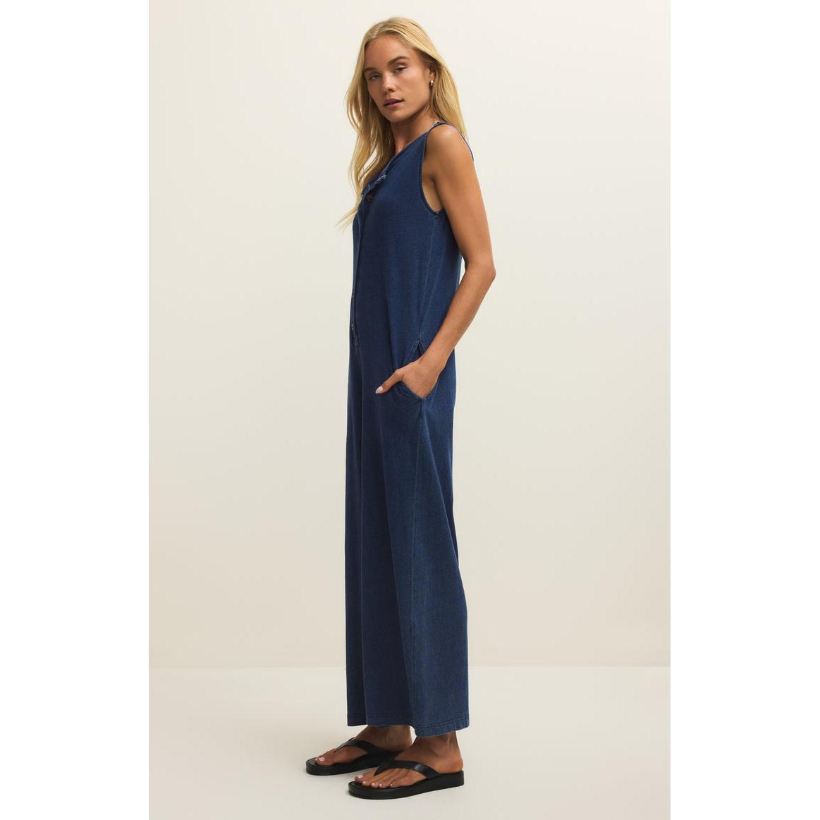 FIONA JERSEY DENIM JUMPSUIT-LADIES DRESSES & JUMPERS-Z SUPPLY-JB Evans Fashions & Footwear