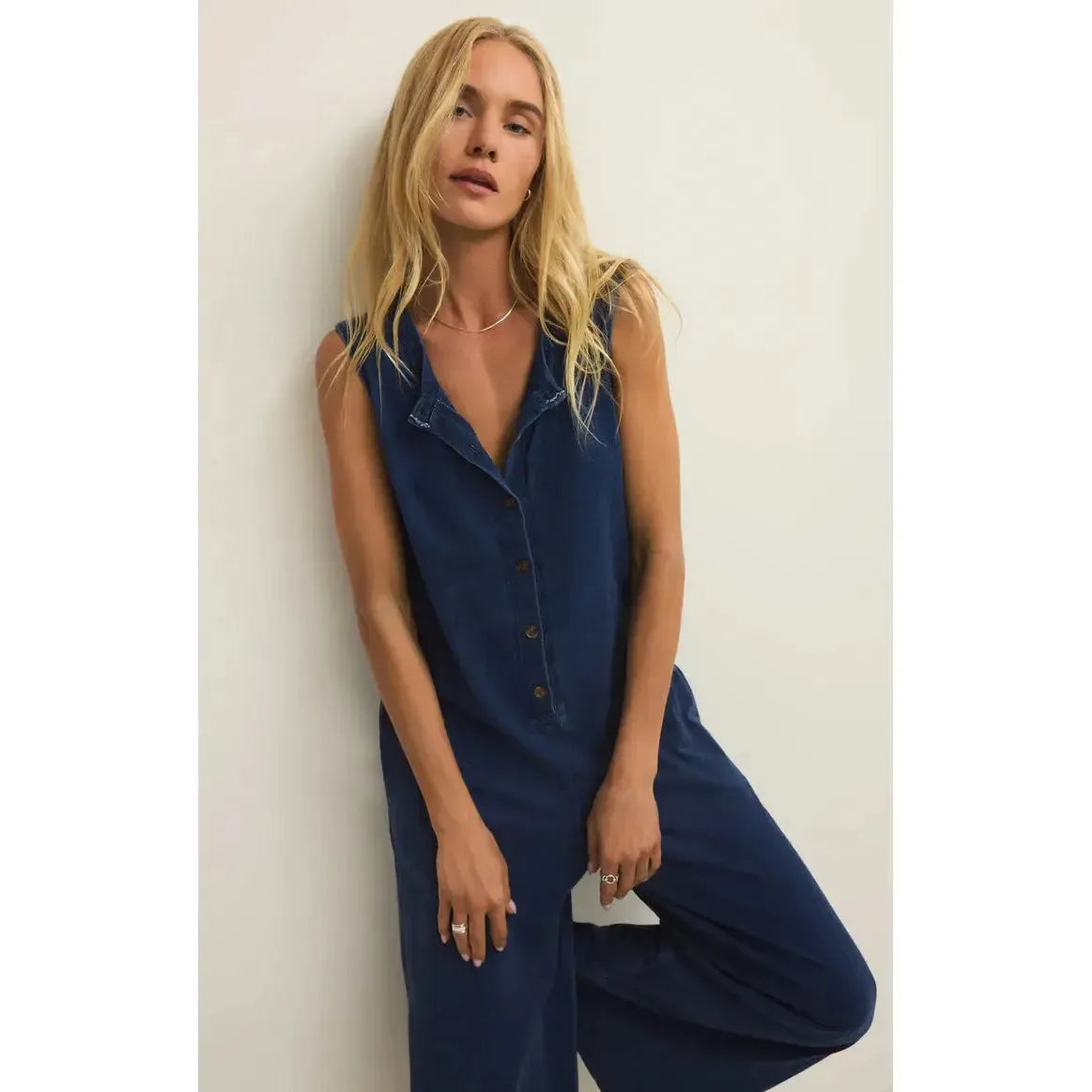 FIONA JERSEY DENIM JUMPSUIT-LADIES DRESSES & JUMPERS-Z SUPPLY-JB Evans Fashions & Footwear