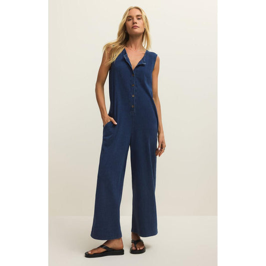 FIONA JERSEY DENIM JUMPSUIT-LADIES DRESSES & JUMPERS-Z SUPPLY-JB Evans Fashions & Footwear