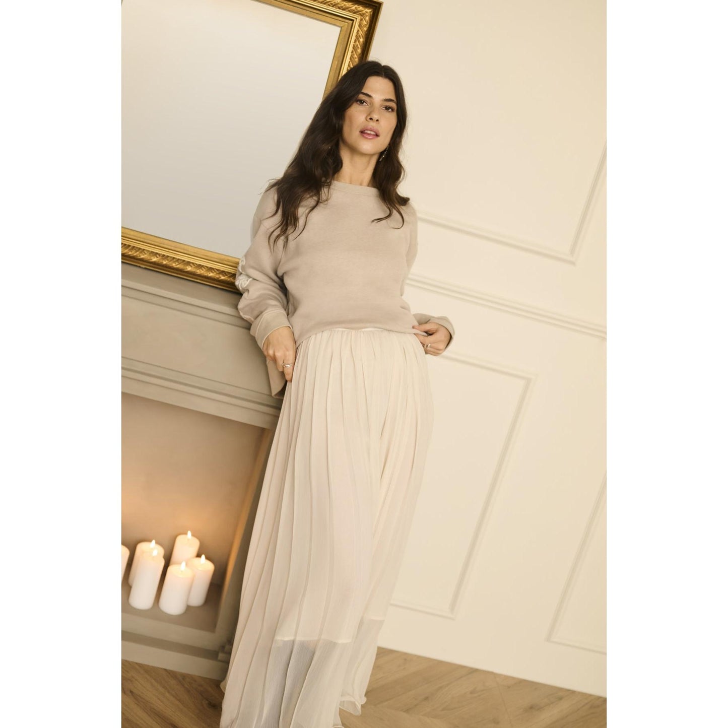 FLAKE SKIRT-SKIRTS-CREAM-JB Evans Fashions & Footwear