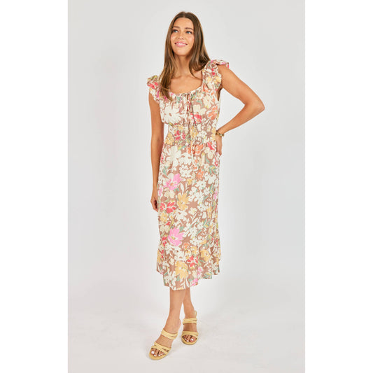 FLORAL DUNES MIDI DRESS-LADIES DRESSES & JUMPERS-SADIE & SAGE-JB Evans Fashions & Footwear