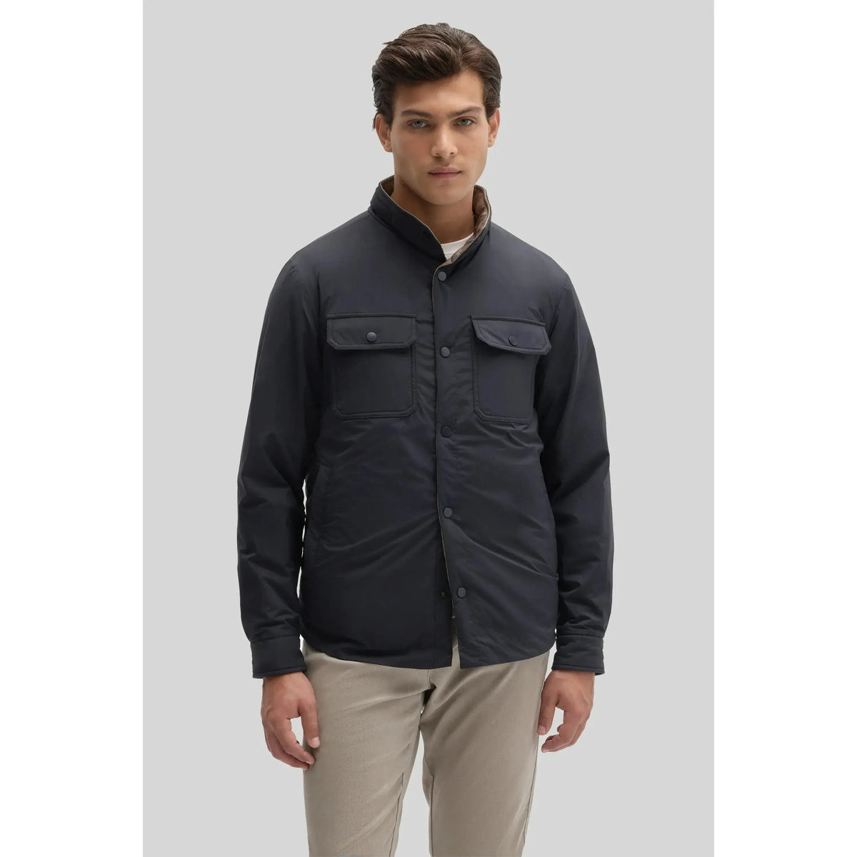 FLORIO REVERSIBLE SNAP JACKET-MENS LIGHTWEIGHT COATS & JACKETS-ROBERT BARAKETT-JB Evans Fashions & Footwear