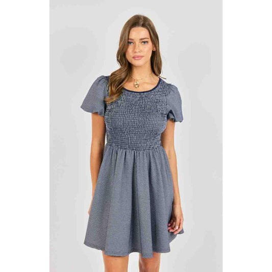 FRANKIE SMOCKED MINI DRESS-LADIES DRESSES & JUMPERS-SADIE & SAGE-JB Evans Fashions & Footwear