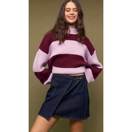 FREJA STRIPE CHUNKY KNIT-LADIES SWEATERS & KNITS-MINK PINK-JB Evans Fashions & Footwear