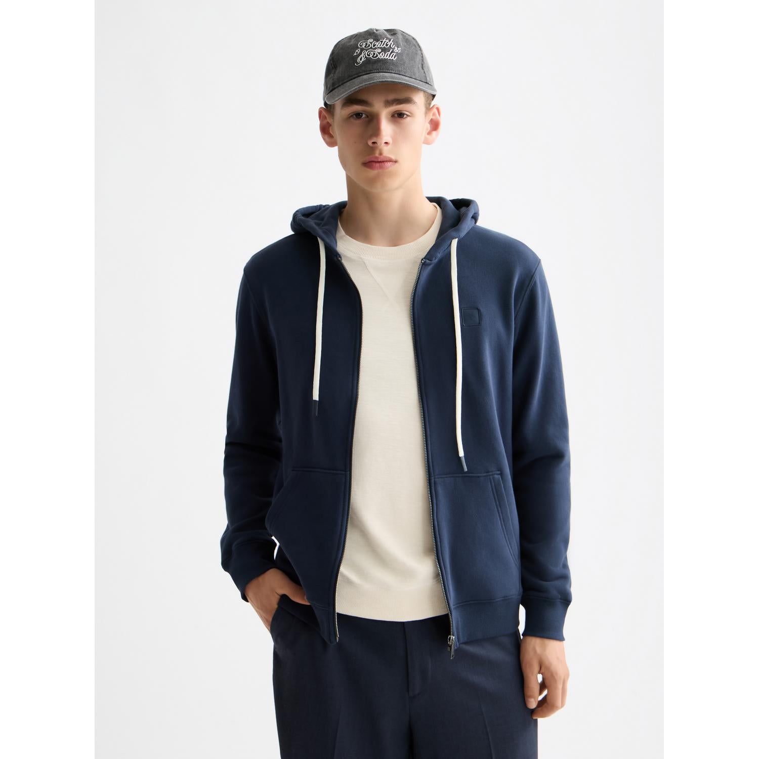FULL ZIP LOGO HOODIE-MENS SWEATERS & KNITS-SCOTCH & SODA-JB Evans Fashions & Footwear
