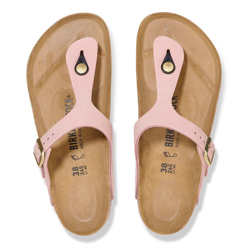 GIZEH NUBUCK SOFT PINK R-LADIES SANDALS-BIRKENSTOCK-JB Evans Fashions & Footwear