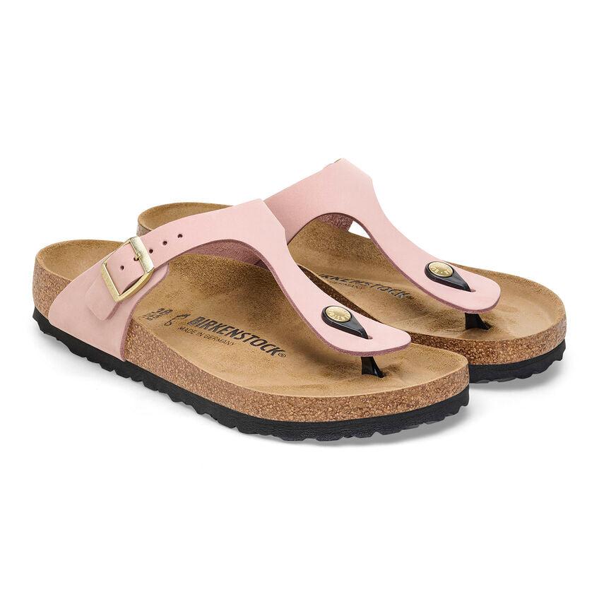 GIZEH NUBUCK SOFT PINK R-LADIES SANDALS-BIRKENSTOCK-JB Evans Fashions & Footwear