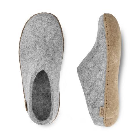 GLERUP FELT SLIPPER LEATHER SOLE-UNISEX FOOTWEAR-GLERUPS-JB Evans Fashions & Footwear