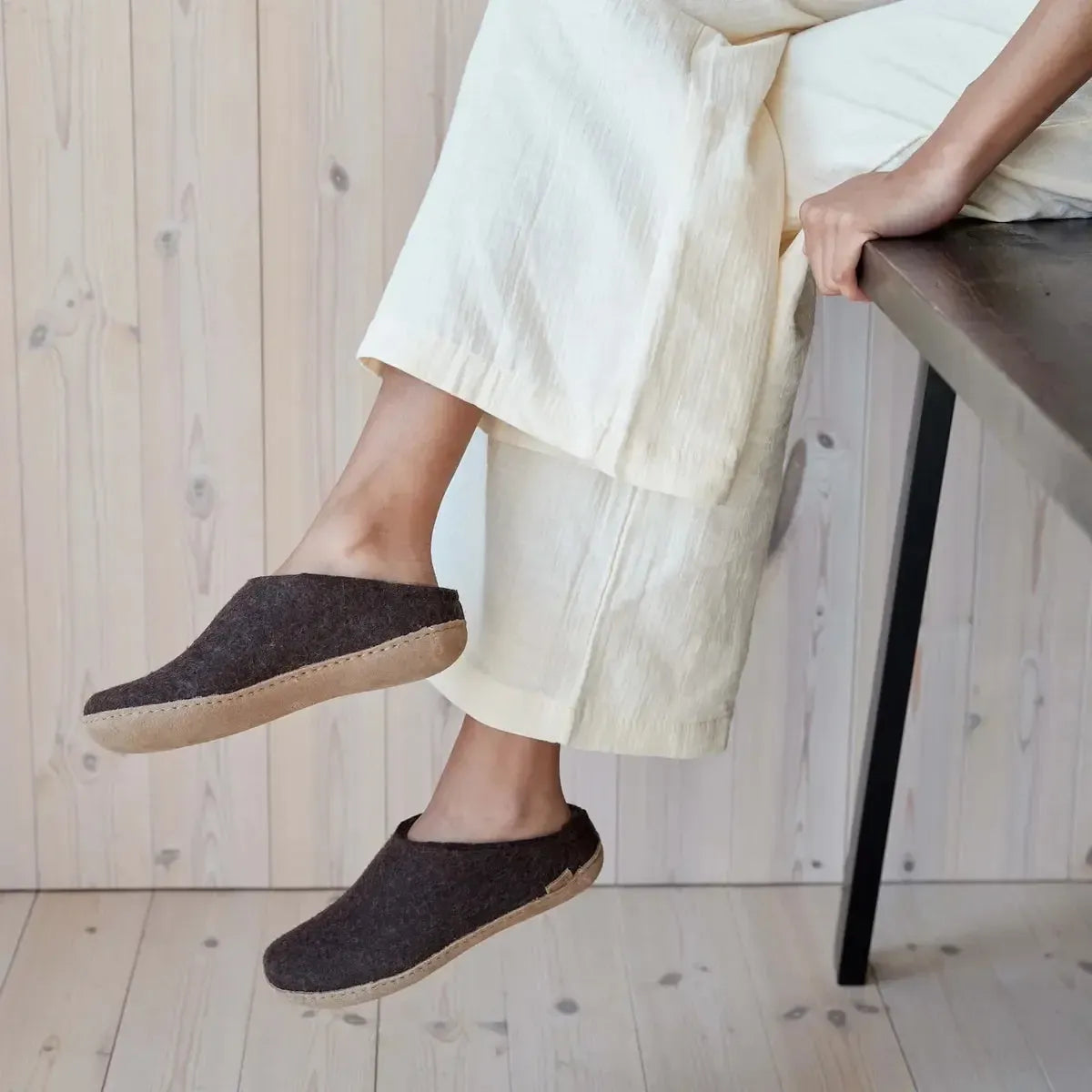 GLERUP SLIP ON LEATHER SOLE CHESTNUT-SLIPPERS-GLERUPS-JB Evans Fashions & Footwear