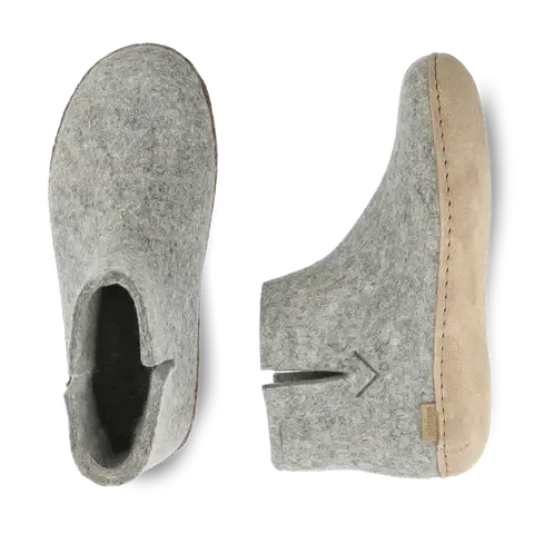 GLERUPS BOOT LEATHER SOLE GREY-UNISEX SLIPPERS-GLERUPS-JB Evans Fashions & Footwear