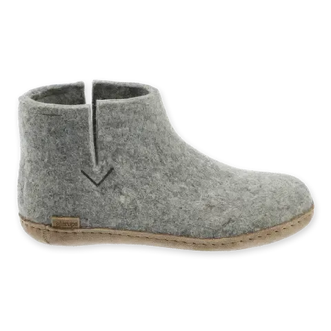 GLERUPS BOOT LEATHER SOLE GREY-UNISEX SLIPPERS-GLERUPS-JB Evans Fashions & Footwear