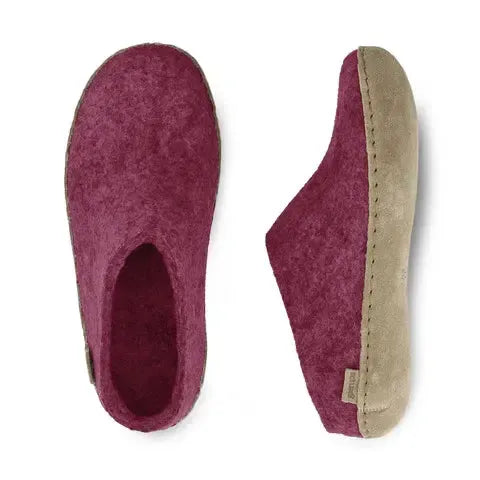 GLERUPS SLIP ON LEATHER CRANBERRY-UNISEX SLIPPERS-GLERUPS-JB Evans Fashions & Footwear
