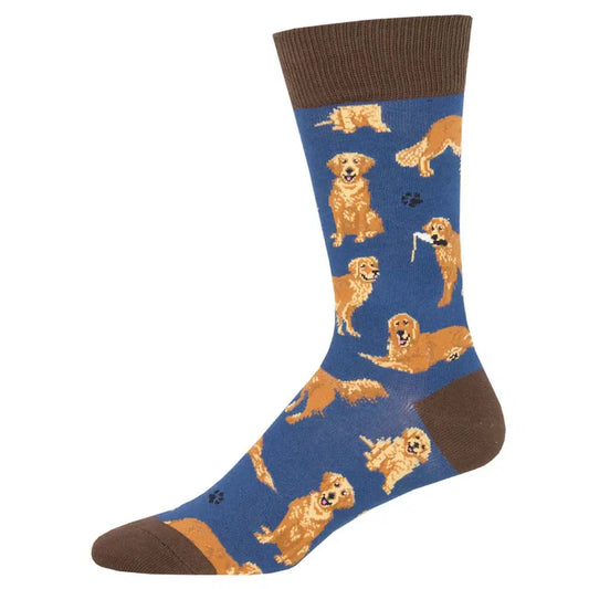 GOLDEN RETRIEVERS-MNC1843-BLU-REGBLUE-MENS SOCKS-SOCK SMITH-JB Evans Fashions & Footwear