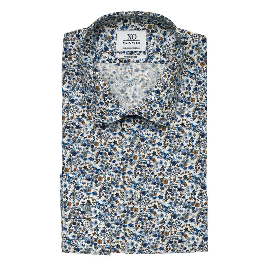 GORDON MODERN FIT FLORAL-MENS DRESS SHIRTS-SAND-JB Evans Fashions & Footwear