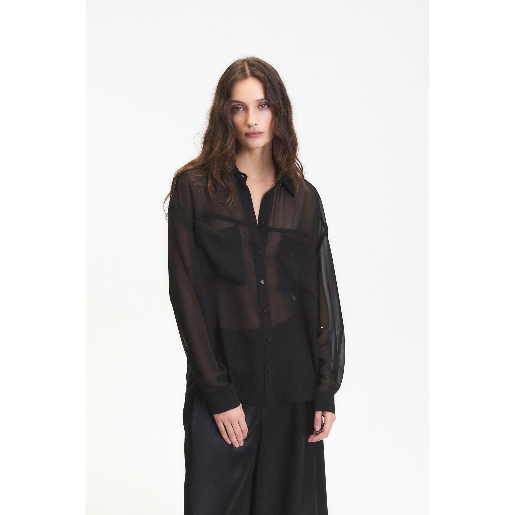 GRAYSON SHEER SHIRT-LADIES TOPS-DELUC-JB Evans Fashions & Footwear