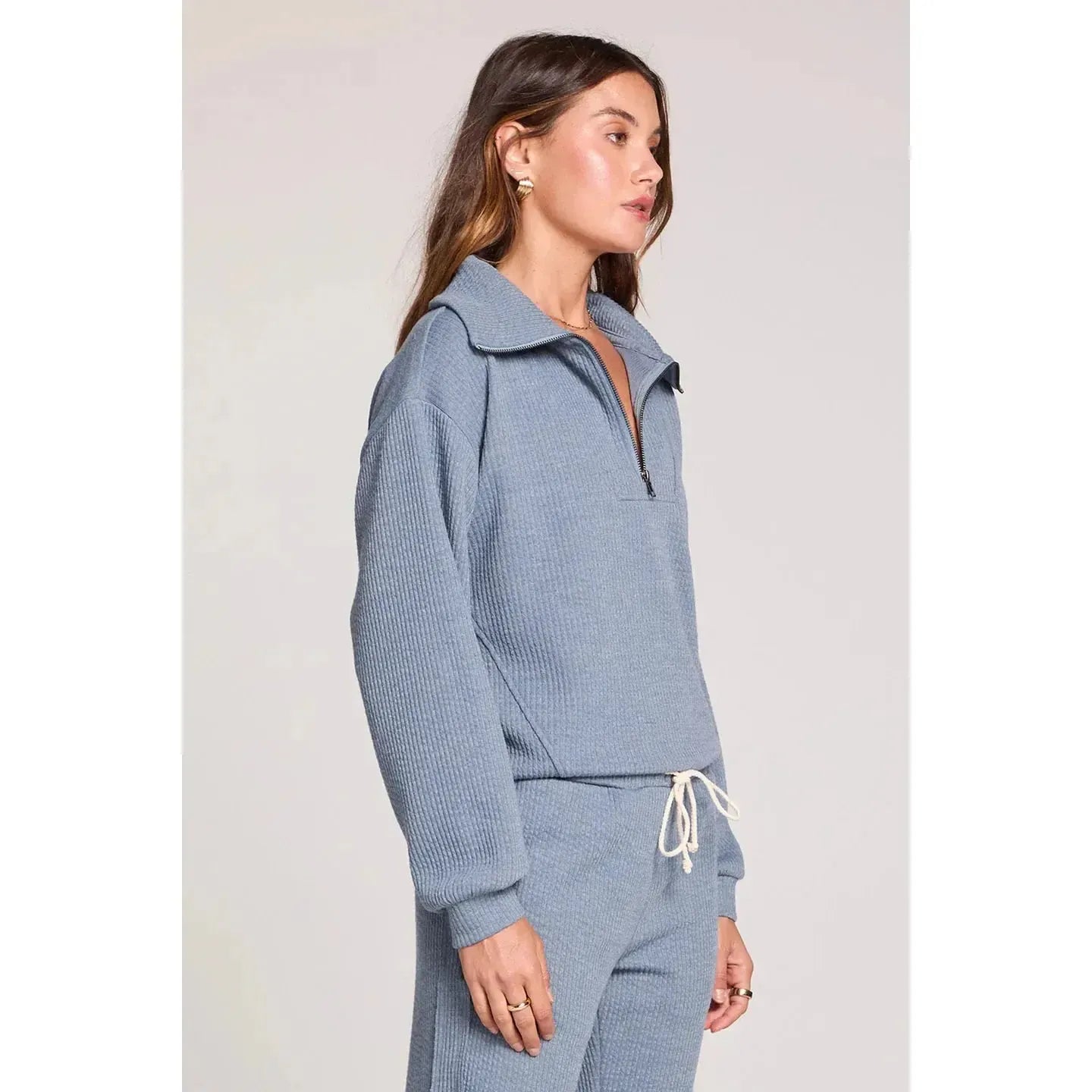 HALF ZIP SEAM PULLOVER-LADIES LOUNGE & SLEEPWEAR-SALTWATER-JB Evans Fashions & Footwear