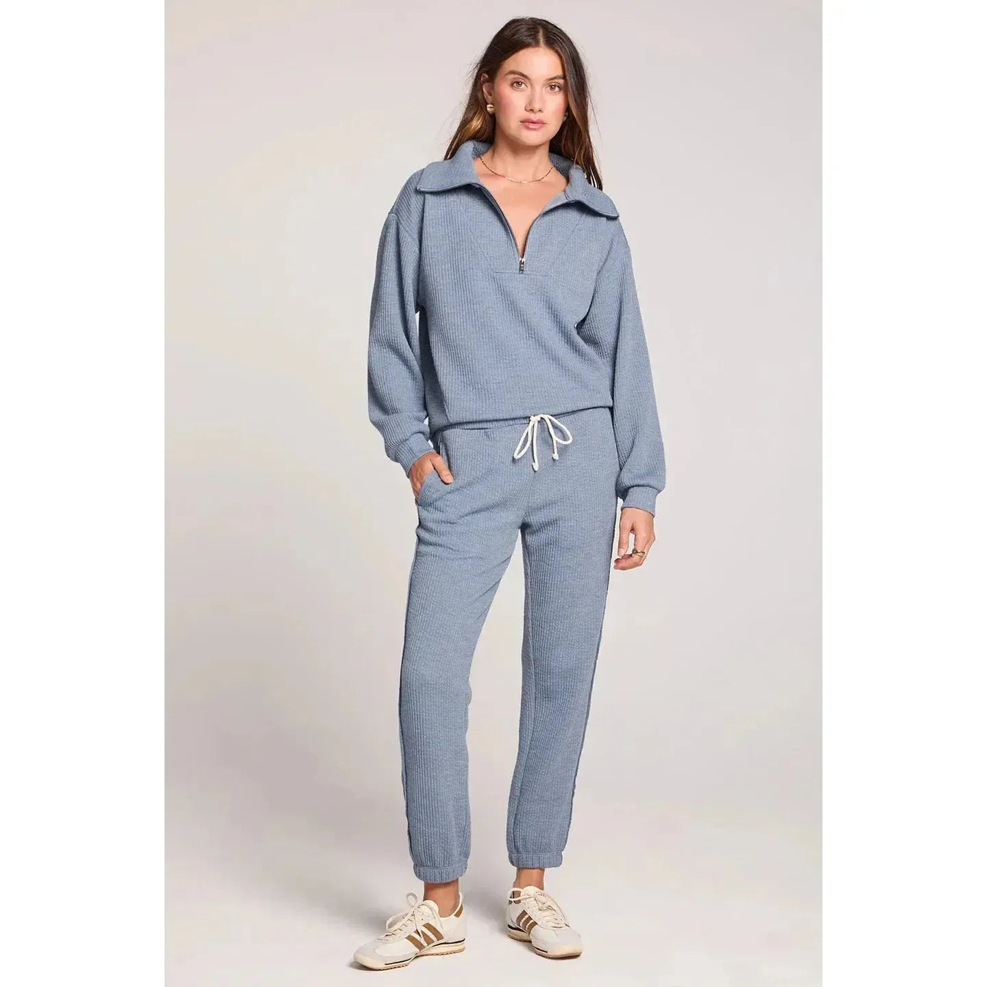 HALF ZIP SEAM PULLOVER-LADIES LOUNGE & SLEEPWEAR-SALTWATER-JB Evans Fashions & Footwear