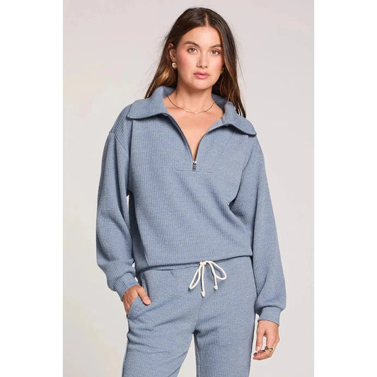 HALF ZIP SEAM PULLOVER-LADIES LOUNGE & SLEEPWEAR-SALTWATER-JB Evans Fashions & Footwear