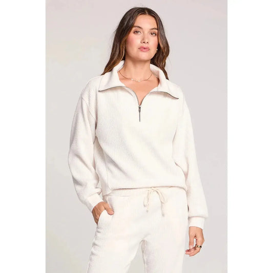 HALF ZIP SEAM PULLOVER-LADIES LOUNGE & SLEEPWEAR-SALTWATER-JB Evans Fashions & Footwear