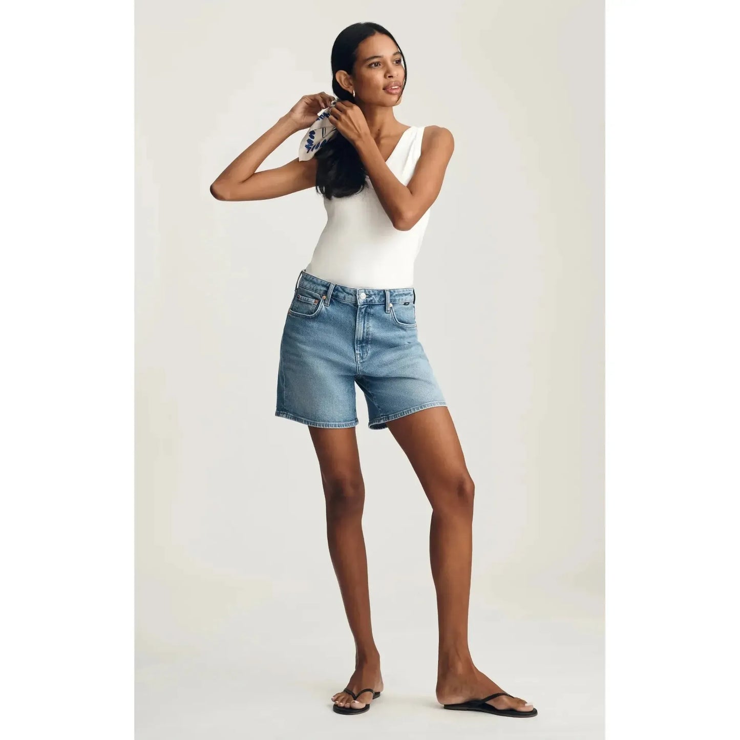 HEIDI LONG LT BRUSHED CLASSIC BLUE-LADIES SHORTS-MAVI-JB Evans Fashions & Footwear