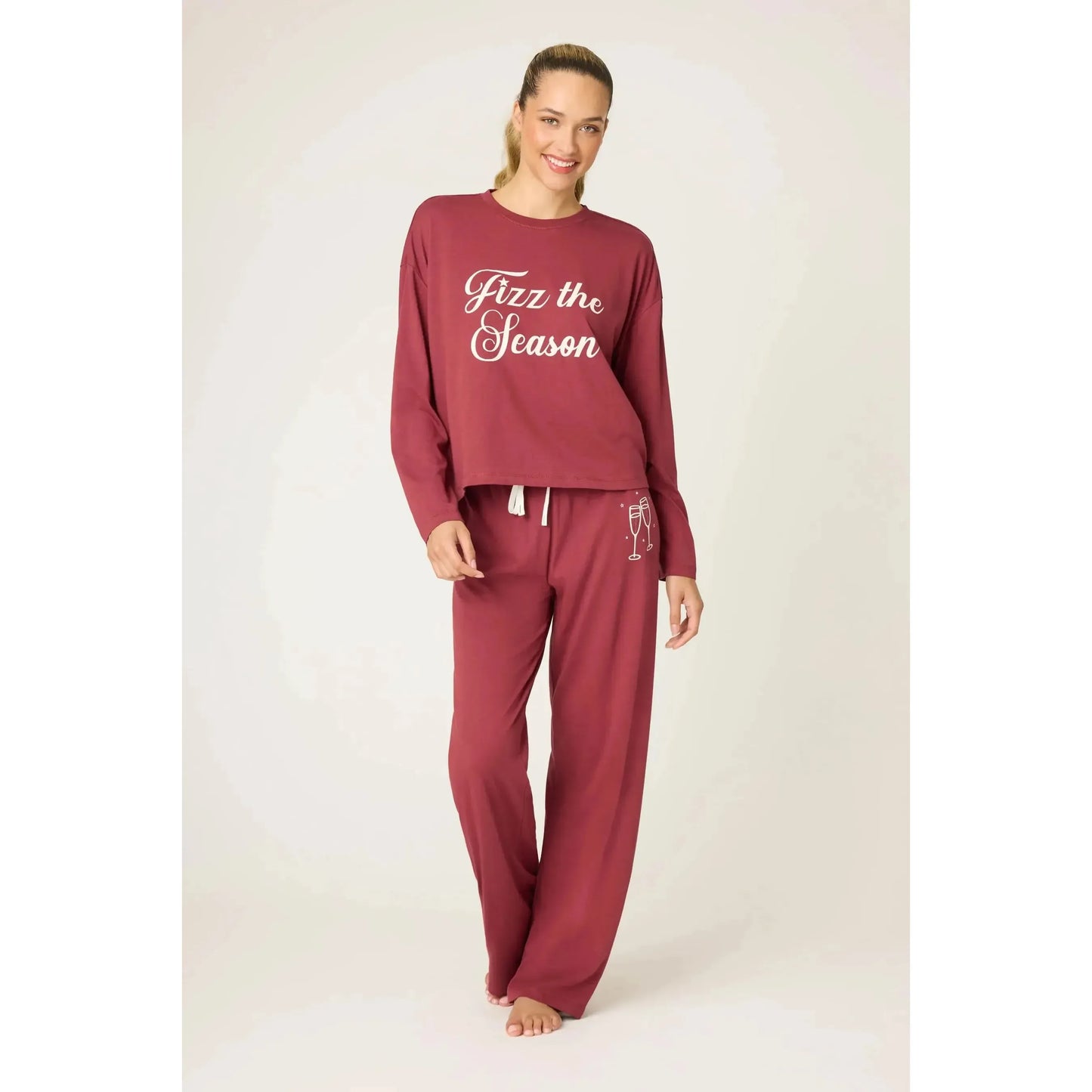 HOLIDAY SOFTEE PJ SET "FIZZ THE SEASON"-LADIES LOUNGE & SLEEPWEAR-PJ SALVAGE-JB Evans Fashions & Footwear