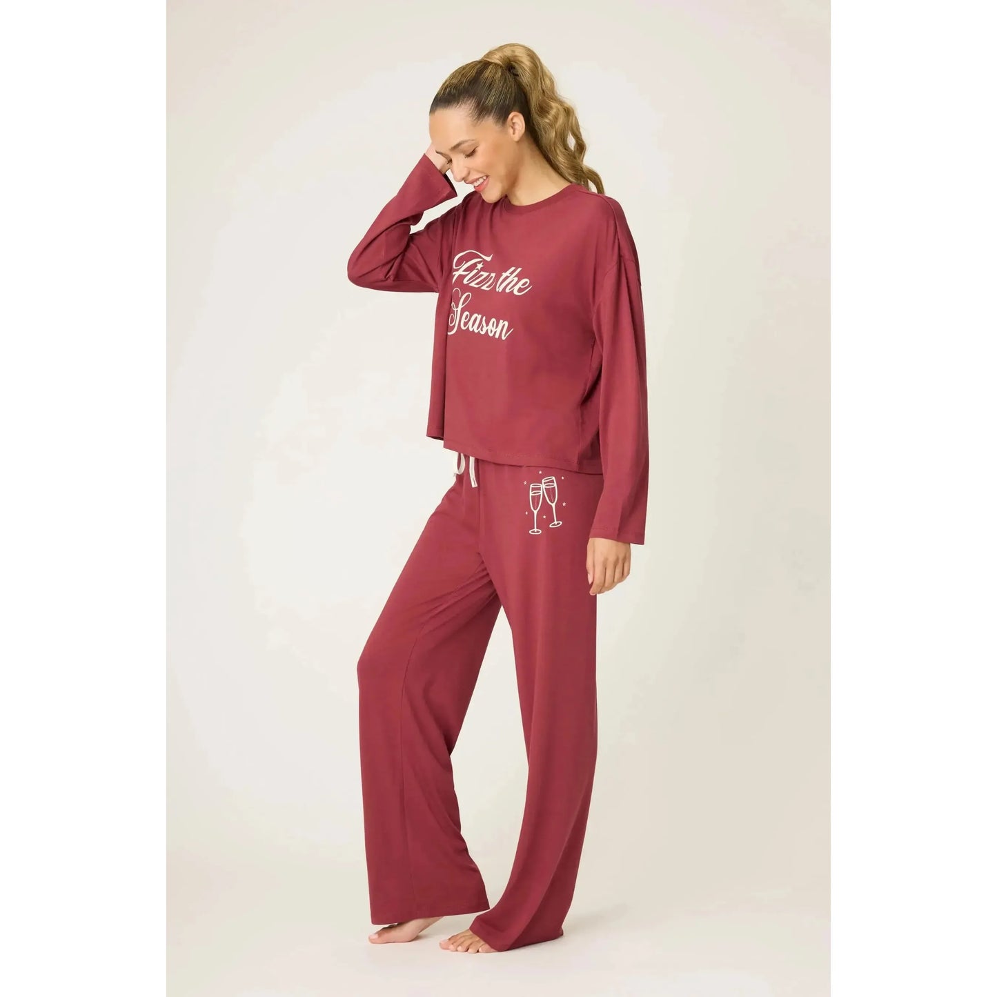 HOLIDAY SOFTEE PJ SET "FIZZ THE SEASON"-LADIES LOUNGE & SLEEPWEAR-PJ SALVAGE-JB Evans Fashions & Footwear