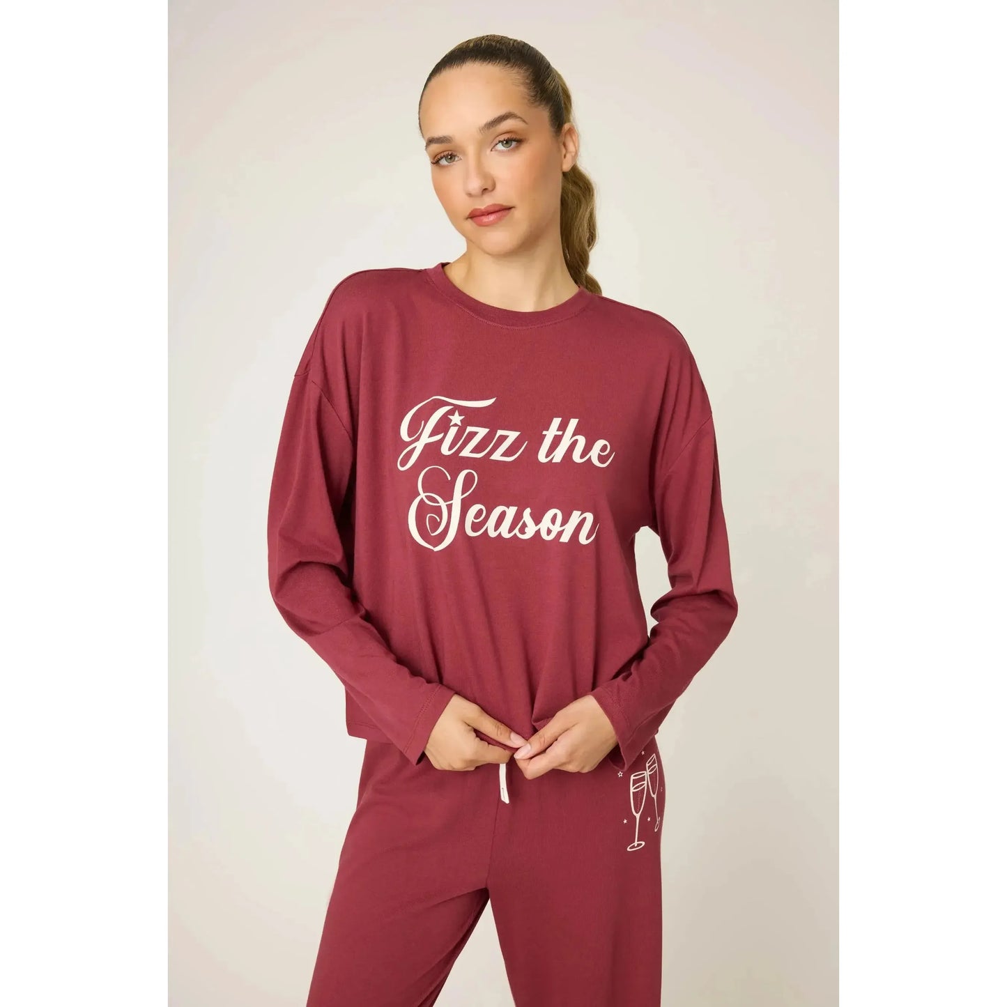 HOLIDAY SOFTEE PJ SET "FIZZ THE SEASON"-LADIES LOUNGE & SLEEPWEAR-PJ SALVAGE-JB Evans Fashions & Footwear